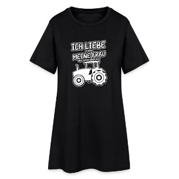 Landwirt ICH LIEBE es wenn MEINE FRAU mich Traktor - Frauen T-Shirt-Kleid - Schwarz - Vorne