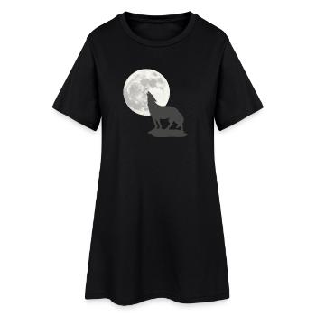schöne wildtiermotive, Heulende Wolfsilhouette - Frauen T-Shirt-Kleid - Schwarz - Vorne
