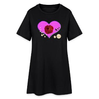 rosen design, Herzmuster Perlen - Frauen T-Shirt-Kleid - Schwarz - Vorne