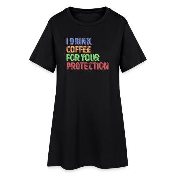 Caffeine Coffee Humorous Statement Coffee Lovers - Women’s T-Shirt Dress - black - Front