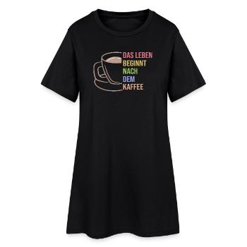 Kaffee Trinken Koffein Kaffeetasse Statement - Frauen T-Shirt-Kleid - Schwarz - Vorne