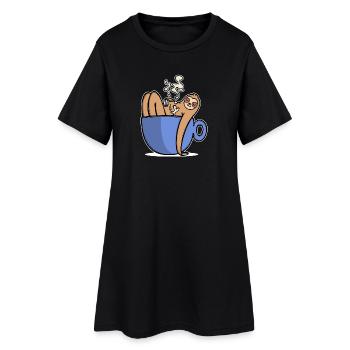 Funny sloth coffee caffeine coffee lover - Women’s T-Shirt Dress - black - Front