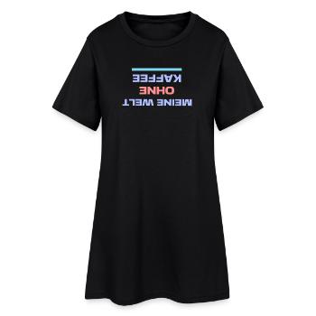 Humorvoll Statement Koffein Kaffee Kaffeeliebhabe - Frauen T-Shirt-Kleid - Schwarz - Vorne