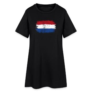Pinselstrich der niederländischen Flagge - Frauen T-Shirt-Kleid - Schwarz - Vorne