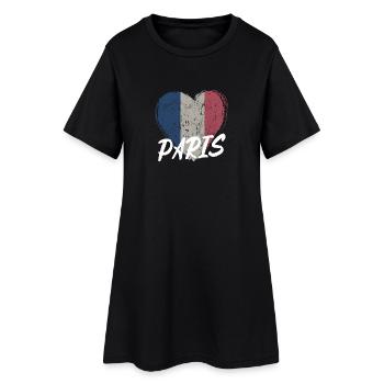 Badge retro, Paris France est ma ville natale - Robe T-shirt Femme - noir - Devant