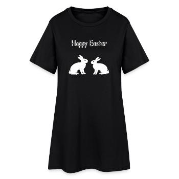ostersprüche, Happy easter Osterhasen - Frauen T-Shirt-Kleid - Schwarz - Vorne