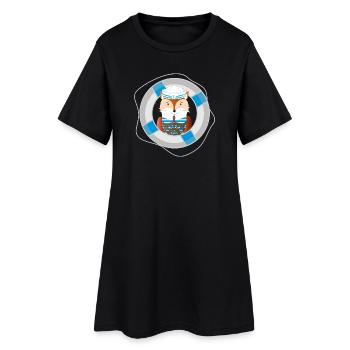 niedlicher Fuchs als Seemann im Marine Look - Frauen T-Shirt-Kleid - Schwarz - Vorne
