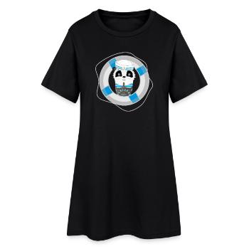 niedlicher Panda als Seemann im Marine Look - Frauen T-Shirt-Kleid - Schwarz - Vorne