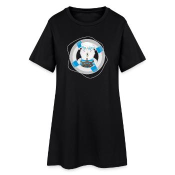 ours mignon en tant que marin dans un look marine - Robe T-shirt Femme - noir - Devant