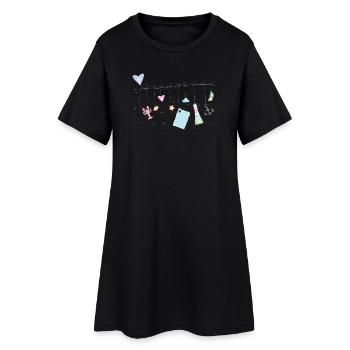 symboles colorés délicats maritimes sur la corde à linge - Robe T-shirt Femme - noir - Devant
