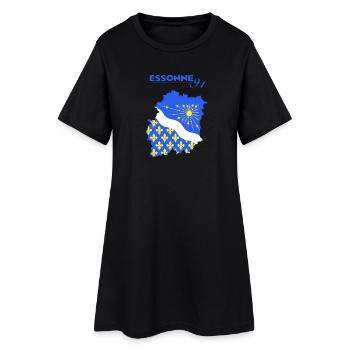 Essonne - Frauen T-Shirt-Kleid - Schwarz - Vorne