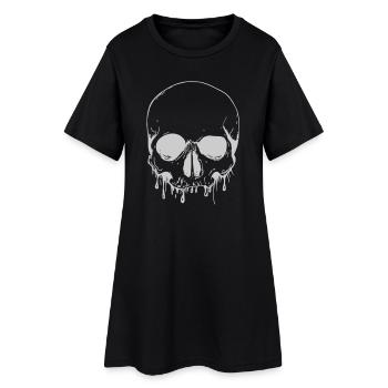 Skull in Silver - Schädel in Silber - Frauen T-Shirt-Kleid - Schwarz - Vorne