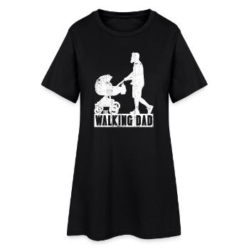Silhouette de papa marchant avec poussette - Robe T-shirt Femme - noir - Devant