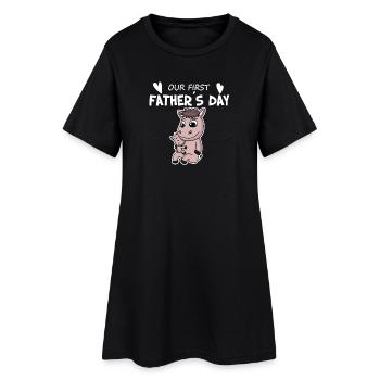 Vatertag - erster Vatertag Geschenk - Frauen T-Shirt-Kleid - Schwarz - Vorne