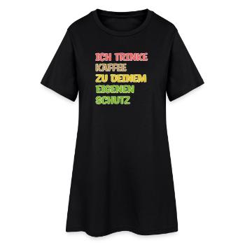Kaffeeliebhaber Humorvoll Kaffee Trinken Statement - Frauen T-Shirt-Kleid - Schwarz - Vorne