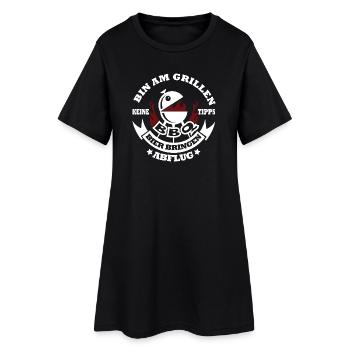 Grill-Motiv mit Bier-Design - Frauen T-Shirt-Kleid - Schwarz - Vorne