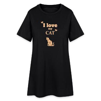 Katze ich liebe mein Haustier - Frauen T-Shirt-Kleid - Schwarz - Vorne