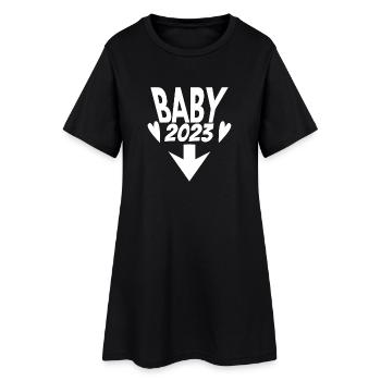 Baby 2023 Schwanger Schwangerschaft - Frauen T-Shirt-Kleid - Schwarz - Vorne