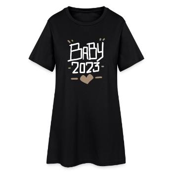 Schwangerschaft Schwanger Baby 2023 - Frauen T-Shirt-Kleid - Schwarz - Vorne