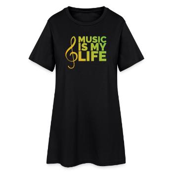 music is my life music Musicien Piano GItarre Logo - Robe T-shirt Femme - noir - Devant