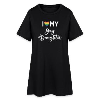 Ich liebe meine schwule Tochter - Frauen T-Shirt-Kleid - Schwarz - Vorne