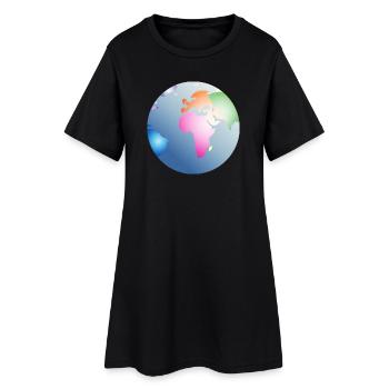 planète bleue Terre avec des continents colorés - Robe T-shirt Femme - noir - Devant