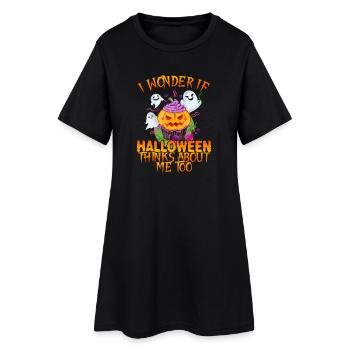 Halloween pense aussi à moi citrouille - Robe T-shirt Femme - noir - Devant