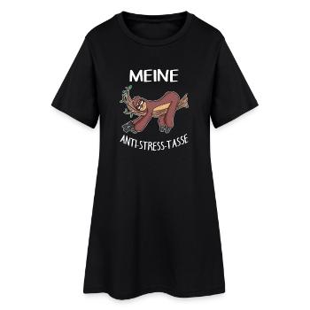 Tasse Faultier Kaffeetasse - Frauen T-Shirt-Kleid - Schwarz - Vorne