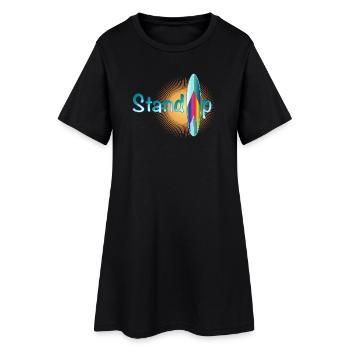 lettrage de pagayage debout ensoleillé avec planche - Robe T-shirt Femme - noir - Devant