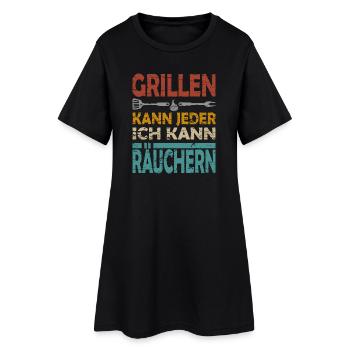 GRILLEN KANN JEDER ICH KANN RÄUCHERN - Frauen T-Shirt-Kleid - Schwarz - Vorne