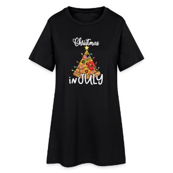 Pizza Christmas in July - Women’s T-Shirt Dress - black - Front
