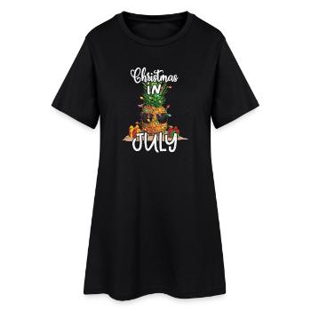 Pineapple Christmas In July Tropical - Women’s T-Shirt Dress - black - Front