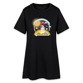 little bookworm with thirst for knowledge reads a book - Women’s T-Shirt Dress - black - Front