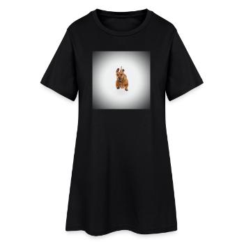 Brauner Dackel - Frauen T-Shirt-Kleid - Schwarz - Vorne