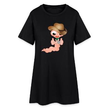 petit ver de terre en cow-boy avec l’étoile du shérif - Robe T-shirt Femme - noir - Devant