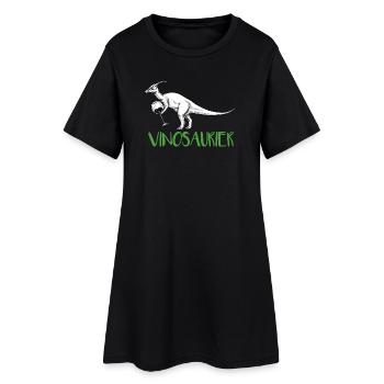 Vinosaurier – lustiges Weinmotiv - Frauen T-Shirt-Kleid - Schwarz - Vorne