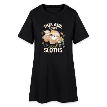 Cette fille aime les paresseux - Robe T-shirt Femme - noir - Devant
