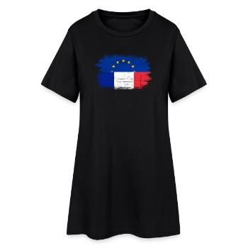 Coup de pinceau Mashup de drapeau de l’UE et de la France - Robe T-shirt Femme - noir - Devant