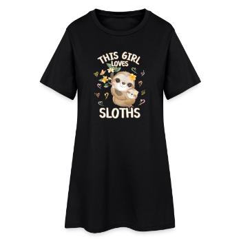 Cette fille aime les paresseux - Robe T-shirt Femme - noir - Devant