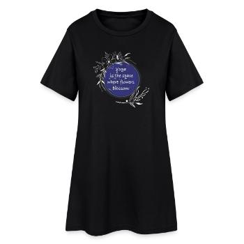 Chambre de yoga fleurs floraison citation - Robe T-shirt Femme - noir - Devant