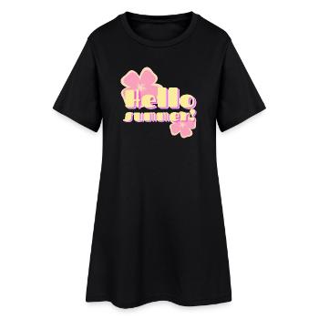 Hello Summer fleurs pastel rétro - Robe T-shirt Femme - noir - Devant