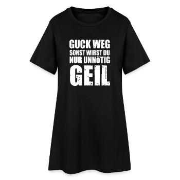 Grobprovokatives Großschrift Shirt - Frauen T-Shirt-Kleid - Schwarz - Vorne