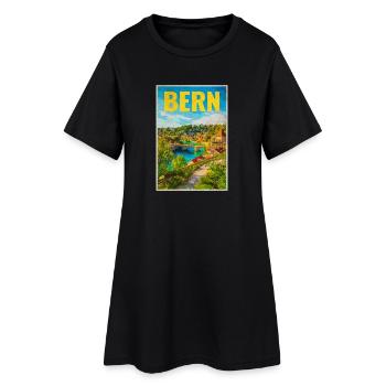 Bern Panorama Aare & Old Town - Women’s T-Shirt Dress - black - Front