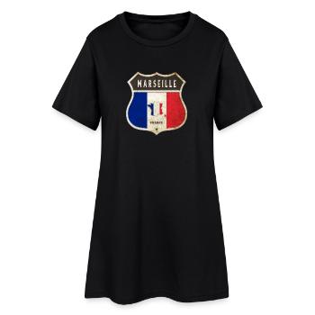 Marseille France Coat of Arms Flags Design - Women’s T-Shirt Dress - black - Front