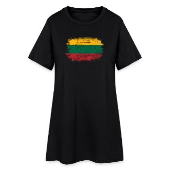 Lebendiger Pan-Flag-Pinselstrich - Frauen T-Shirt-Kleid - Schwarz - Vorne