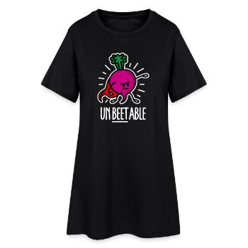 Drôle de betterave Betterave Super-héros Jeu de mots Dessin animé - Robe T-shirt Femme - noir - Devant