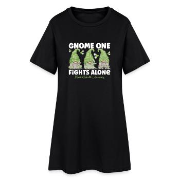 Gnome One Fights Alone Mental Health - Frauen T-Shirt-Kleid - Schwarz - Vorne