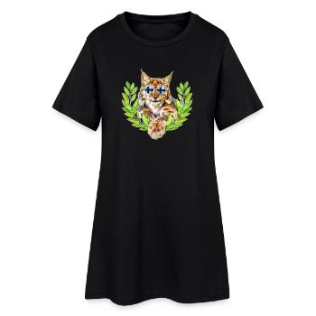 Lynx de Finlande souriant cool - Robe T-shirt Femme - noir - Devant