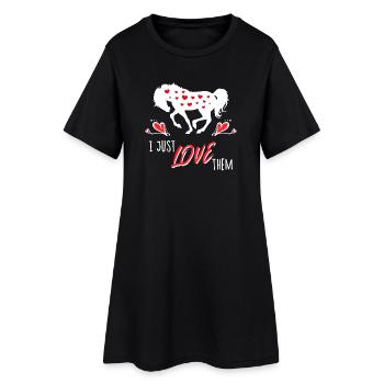 Chevaux Déclaration Cœur Chevaux Islandais Cheval Amour - Robe T-shirt Femme - noir - Devant
