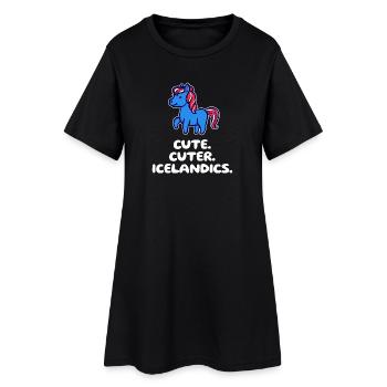 Chevaux islandais Poney Horse Fan Iceland Ponies Déclaration - Robe T-shirt Femme - noir - Devant